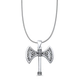 Double Headed Celtic Axe Pendant Necklace