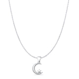 Crescent Moon & Star Pendant Necklace