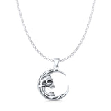 Moon & Skull Pendant Necklace