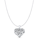  Heart & Flowers Charm Pendant Necklace