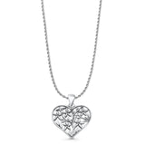  Heart & Flowers Charm Pendant Necklace
