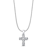 Floral Cross Filigree Charm Pendant Rope Chain Necklace Oxidized 925 Sterling Silver