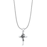  Rose Flower & Cross Pendant Necklace