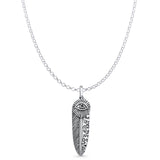  Feather & Evil Eye Pendant Necklace