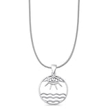  Evil Eye, Sun & Water Pendant Necklace