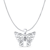 Butterfly Filigree Charm Pendant Necklace