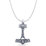 Viking Mjolnir Skull Pendant Necklace