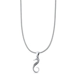 Seahorse Pendant Oxidized Snake Chain Necklace 925 Sterling Silver