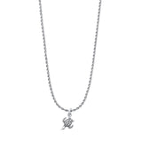 Sea Turtle Pendant Oxidized Rope Chain Necklace 925 Sterling Silver