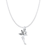 Fairy pendant necklace in oxidized 925 sterling silver on a white background
