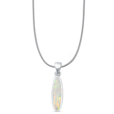 Oval Lab Opal Pendant Necklace