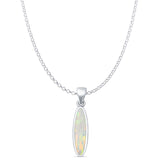Oval Lab Opal Pendant Necklace
