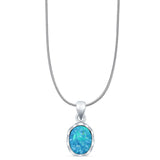 Oval Lab Opal Solitaire Pendant Necklace