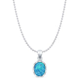 Oval Lab Opal Solitaire Pendant Necklace