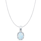 Oval Lab Opal Solitaire Pendant Necklace