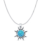 Round Lab Opal Sun Pendant Necklace