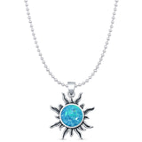 Round Lab Opal Sun Pendant Necklace