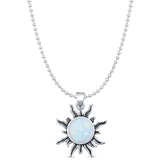 Round Lab Opal Sun Pendant Necklace