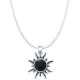 Round Black Onyx Sun Pendant Necklace
