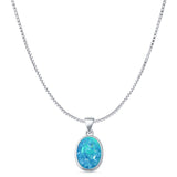 Oval Lab Opal Solitaire Pendant Necklace