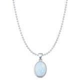 Oval Lab Opal Solitaire Pendant Necklace