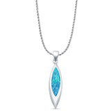 Marquise Lab Opal Solitaire Pendant Necklace