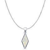 Diamond Shape Lab Opal Oxidized Pendant Necklace