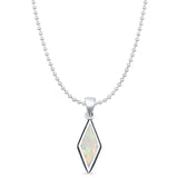 Diamond Shape Lab Opal Oxidized Pendant Necklace