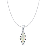 Diamond Shape Lab Opal Oxidized Pendant Necklace