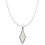 Diamond Shape Lab Opal Oxidized Pendant Necklace