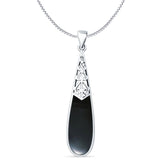 Oxidized Pear Dangle Drop Pendant 