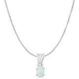 Oval Lab Opal Pendant Necklace