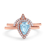 Two Piece Pear Teardrop Natural Stone Ring