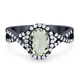 Art Deco Oval Natural Stone Twisted Ring