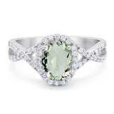 Art Deco Oval Natural Stone Twisted Ring