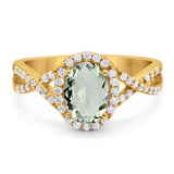 Art Deco Oval Natural Stone Twisted Ring