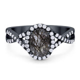 Art Deco Oval Natural Stone Twisted Ring