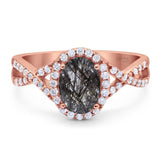 Art Deco Oval Natural Stone Twisted Ring