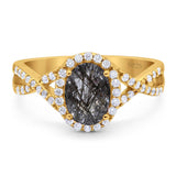 Art Deco Oval Natural Stone Twisted Ring