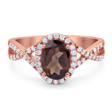 Art Deco Oval Natural Stone Twisted Ring