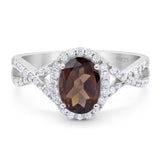 Art Deco Oval Natural Stone Twisted Ring