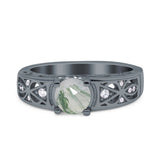 Art Deco Round Natural Stone Filigree Ring