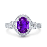 Art Deco Oval Natural Stone Halo Ring