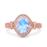 Art Deco Oval Natural Stone Halo Ring