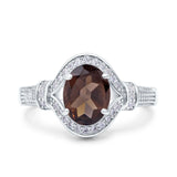 Art Deco Oval Natural Stone Halo Ring