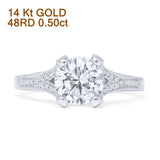 Round Split Shank Diamond Gold Ring