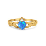 Heart Shape Simulated Cubic Zirconia Claddagh Wedding Ring 925 Sterling Silver