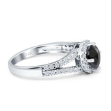 Three Stone Round CZ Gold Ring