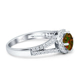 Round CZ Halo Split Shank Gold Ring