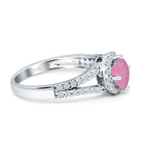 Round CZ Halo Split Shank Gold Ring